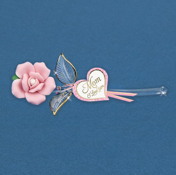Glass Baron Handcrafted Pink Porcelain Rose Figurine