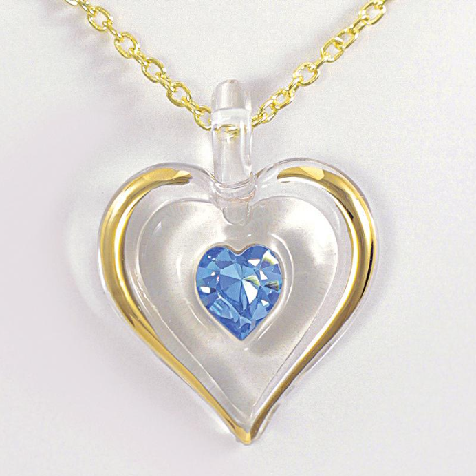 December Birthstone Necklace Handcrafted Glass Blue Crystal