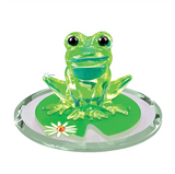 Lily Pad Hopper Frog Figurine Handcrafted Glass Decor