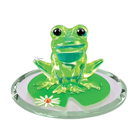 Lily Pad Hopper Frog Figurine Handcrafted Glass Decor