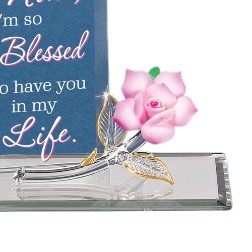 Glass Mom I'm Blessed Figurine with 22kt Gold Accents