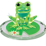 Lily Pad Hopper Frog Figurine Handcrafted Glass Decor