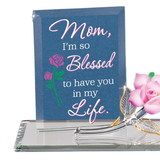 I'm Blessed Rose Figurine for Mom Handcrafted Glass Gift