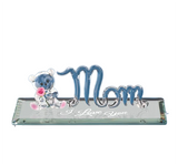 Mom with Bear Figurine Handcrafted Glass Gift for Mom