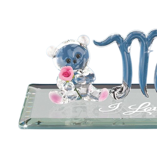 Glass Bear Collectible Figurine I Love You Mom