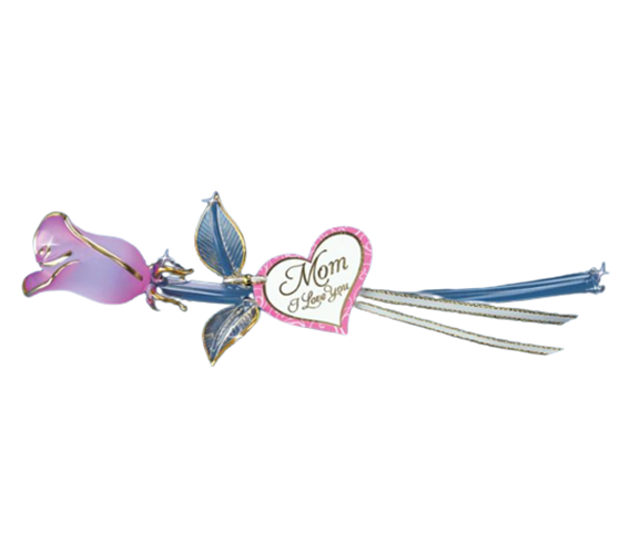 Glass Baron Pink Rose Collectible Figurine with 22Kt Gold Accents
