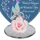 Wonderful Mom Hummingbird Figurine | Handcrafted Glass Mom Gift | Hummingbird with Rose | Mother’s Day Gift | Mom Keepsake Decor