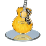 Deluxe Acoustic Guitar Figurine Glass Art with Crystals & 22Kt Gold
