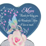 Wonderful Mom Hummingbird Figurine | Handcrafted Glass Mom Gift | Hummingbird with Rose | Mother’s Day Gift | Mom Keepsake Decor