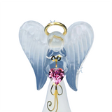 I'm Blessed Angel Figurine with Crystal Heart Handcrafted Glass Gift