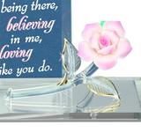 Believing in Me Glass Rose Figurine Gift for Mom with Heartfelt Message