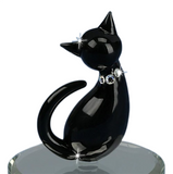 Black Cat Handcrafted Glass Figurine for Cat Lovers