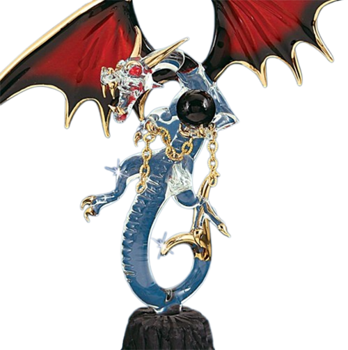 Black Magic Dragon Glass Figurine Accented with Crystals Accents