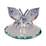 Handcrafted Glass Butterfly Figurine Blue Crystals Home Decor Gift