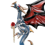 Dragon with Fire Figurine Handcrafted Glass Dragon Collectible