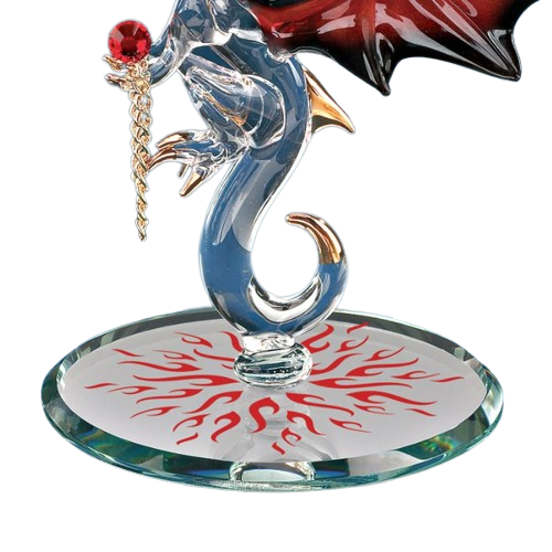 Glass Dragon with Fire Accented with Genuine Crystals