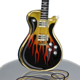 Smokin' Hot Handcrafted Glass Guitar Figurine with Flames Music Gift