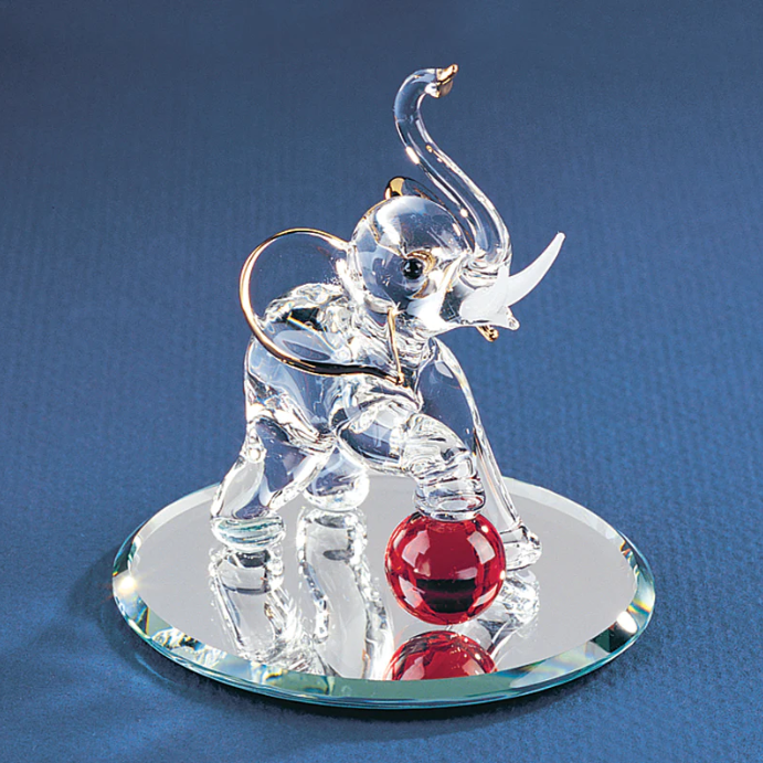 Glass Baron Elephant with Red Ball Collectible Figurine