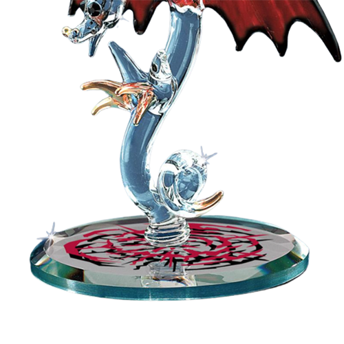 Glass Dragon with Red Wings Collectible Figurine