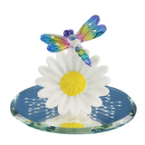 Sundancer Dragonfly on Daisy Glass Figurine