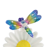 Sundancer Dragonfly on Daisy Glass Figurine
