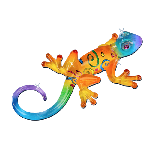 Glass Baron Gecko "Kona" Figurine with Crystals Accents
