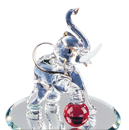 Glass Baron Elephant with Red Ball Collectible Figurine