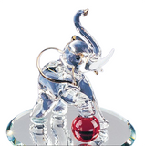Elephant with Red Ball – Handcrafted Glass Figurine with Crystals & Gold