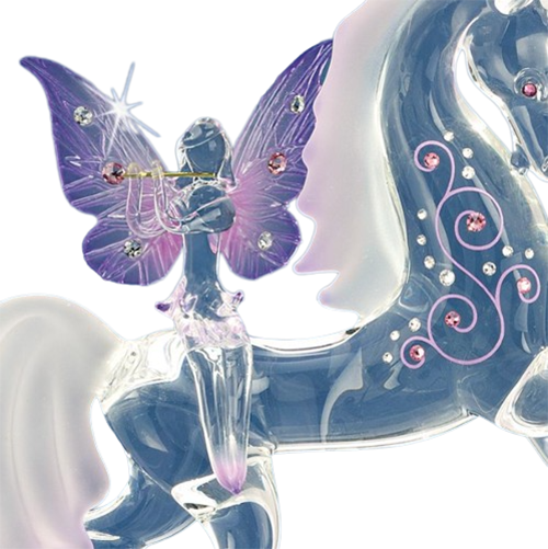 Glass Baron Unicorn with Purple Fairy Collectible Figurine