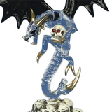 Skull Crusher Glass Dragon Fierce Fantasy Figurine with Skulls