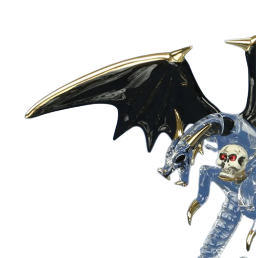 Glass Skull Crusher Dragon Figurine Accented with Crystals Accents