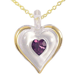 February Birthstone Heart Necklace Purple Crystal Accent