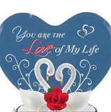 Love of My Life Swan Pair Handcrafted Glass Figurine with Rose