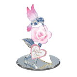 I Love You Hummingbird with Pink Rose Handcrafted Glass Gift