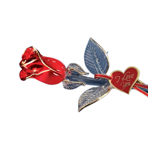 Glass Baron Red and Gold Rose Collectible Figurine