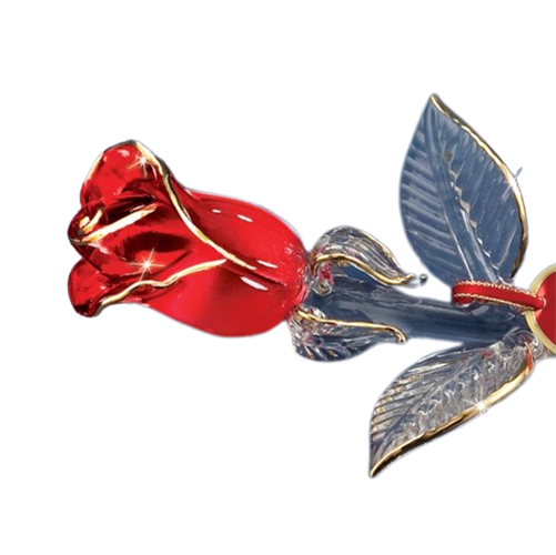 Glass Baron Red and Gold Rose Collectible Figurine