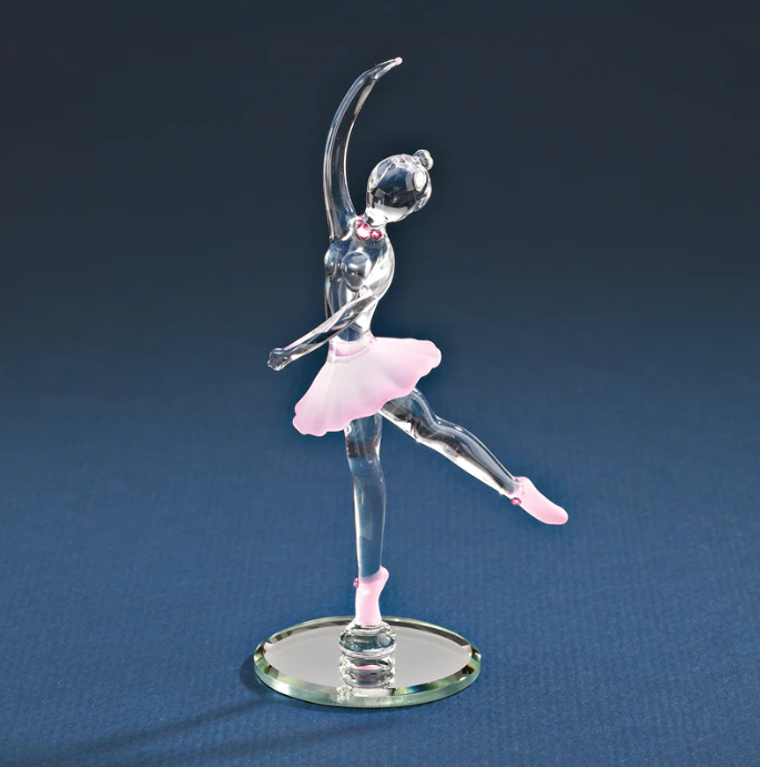 Glass Baron Pink Ballerina Ballet Figurine Crystals