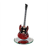 Custom Mahogany Glass Guitar Figurine Handcrafted Music Gift Decor