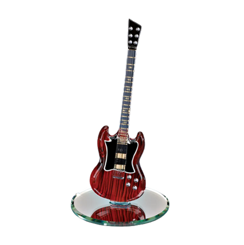 Custom Mahogany Glass Guitar Figurine Handcrafted Music Gift Decor