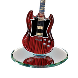 Custom Mahogany Glass Guitar Figurine Handcrafted Music Gift Decor