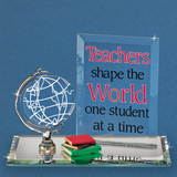 Teachers Shape the World Figurine Handcrafted Glass Teacher Gift