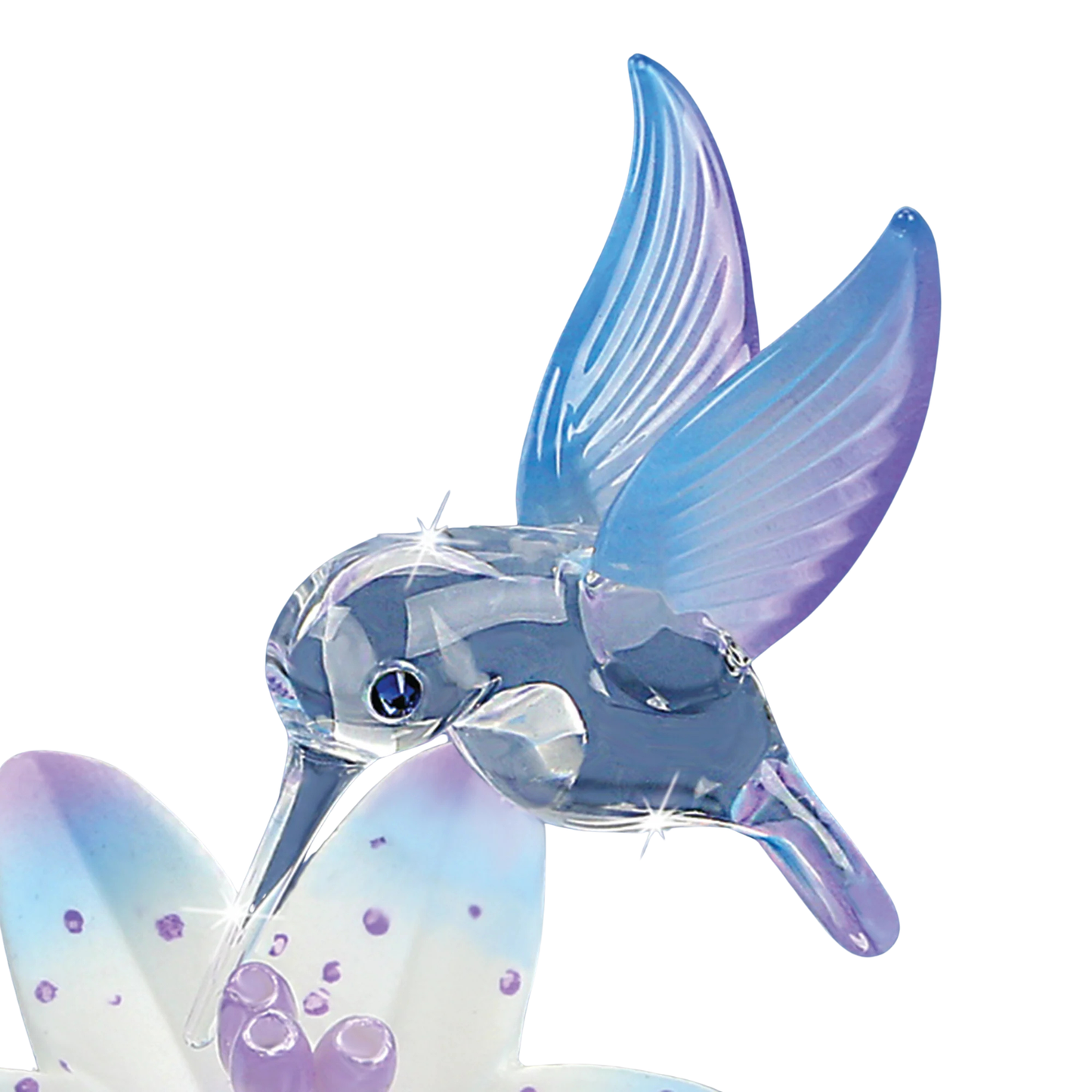 Hummingbird Lily Glass Figurine Bird Decor Gift for Mom Floral Home Decor