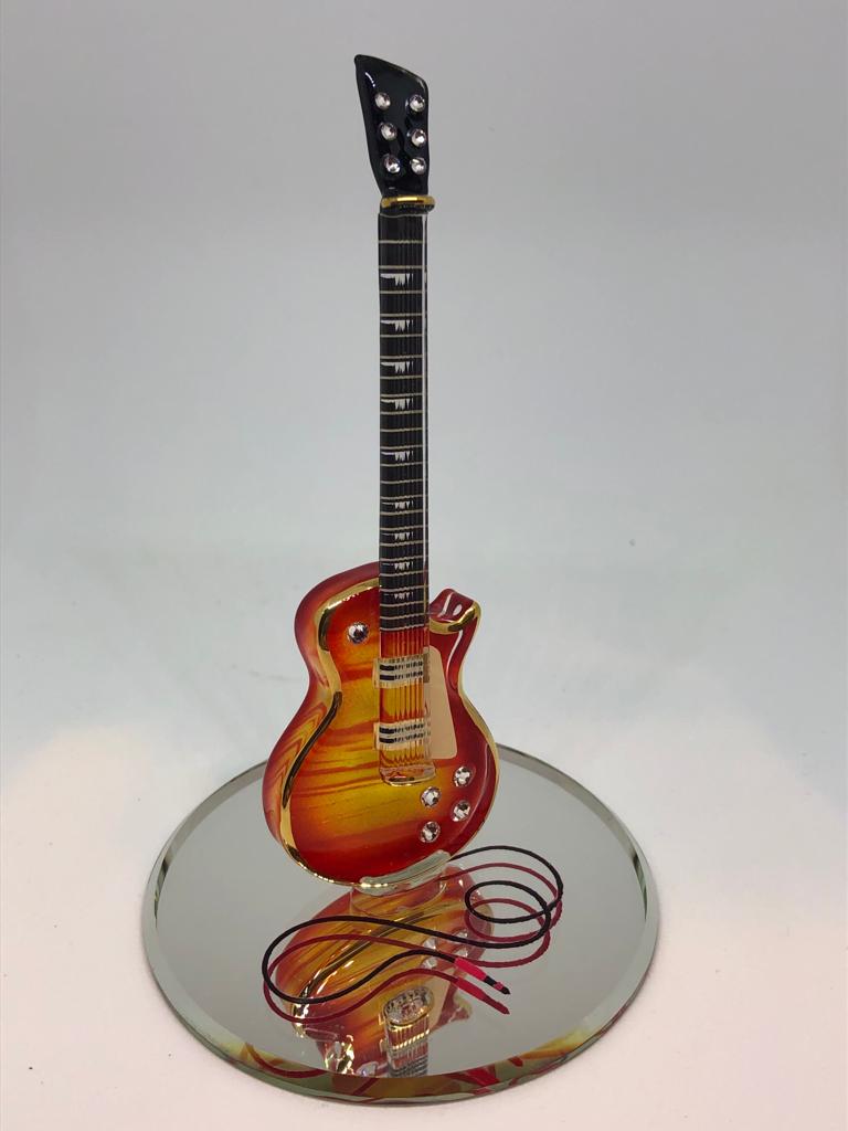 Classic Cherry Burst Guitar Figurine | Handcrafted Glass Music Decor