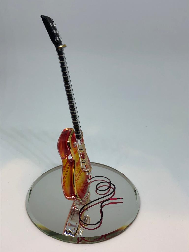 Classic Cherry Burst Glass Guitar Collectible Figurine