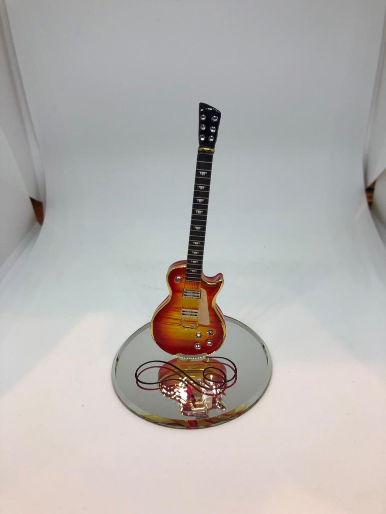 Classic Guitar Figurine, Handmade Glass Cherry Burst Guitar, Gift Ideas, Gift for Him/Her, Home Decorations