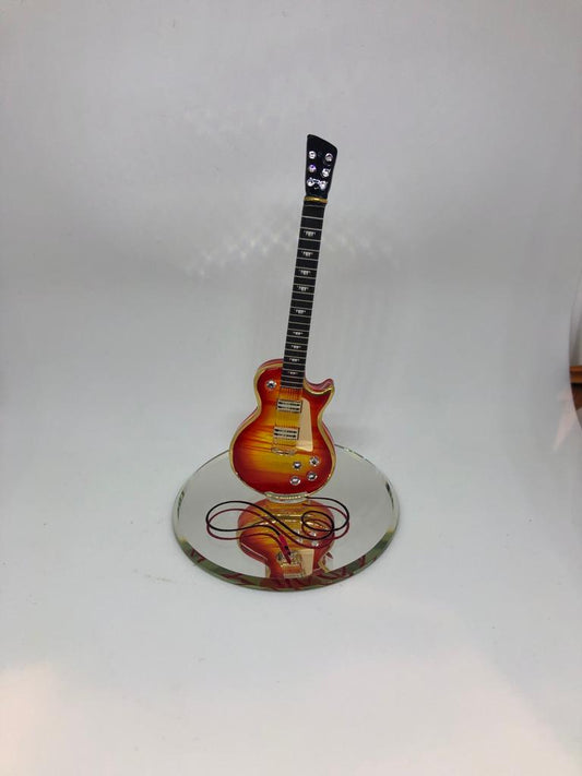 Classic Cherry Burst Guitar Figurine | Handcrafted Glass Music Decor