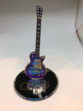 Classic Purple Haze Glass Guitar Wood Grain Look Music Decor Figurine