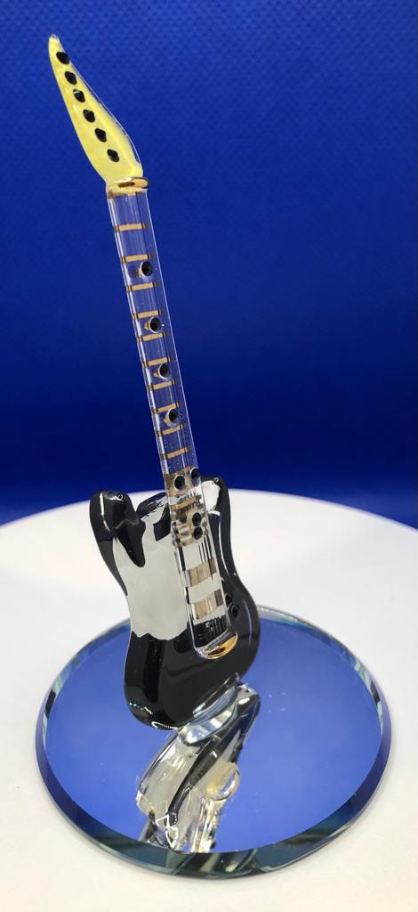 Black Vintage Guitar Glass Handcrafted Figurine
