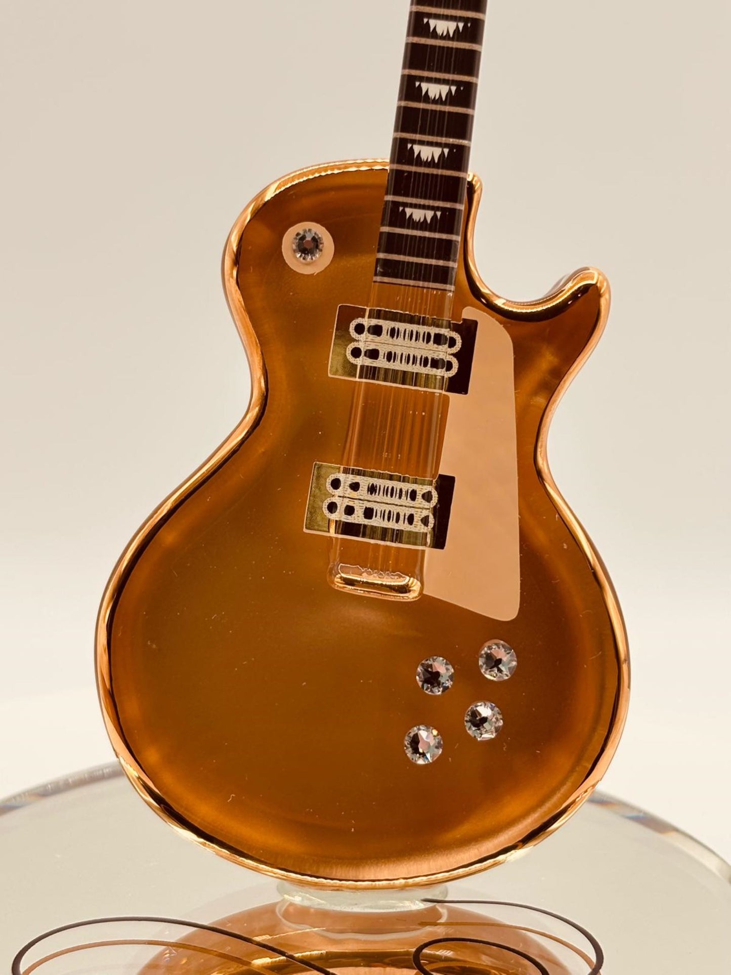 Classic Gold Top Guitar Glass Figurine | Large Music Decor & Gift for Guitar Lovers