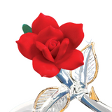 “I Love You” Red Rose Figurine | Handcrafted Glass Rose with Gold Accents